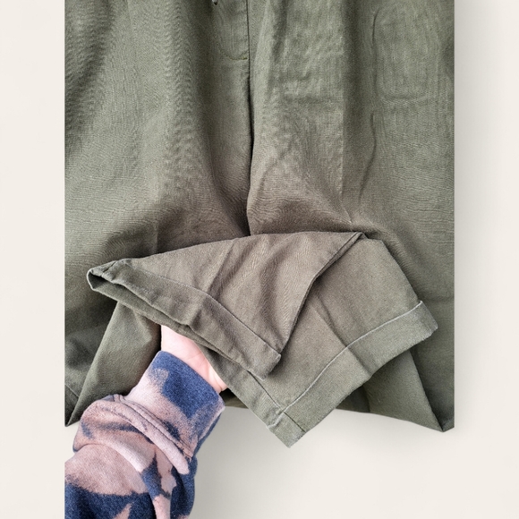 J Crew Linen Blend Cuffed Hem Pants Drawstring Elastic Wasit Green Womens 8 - Picture 4 of 7
